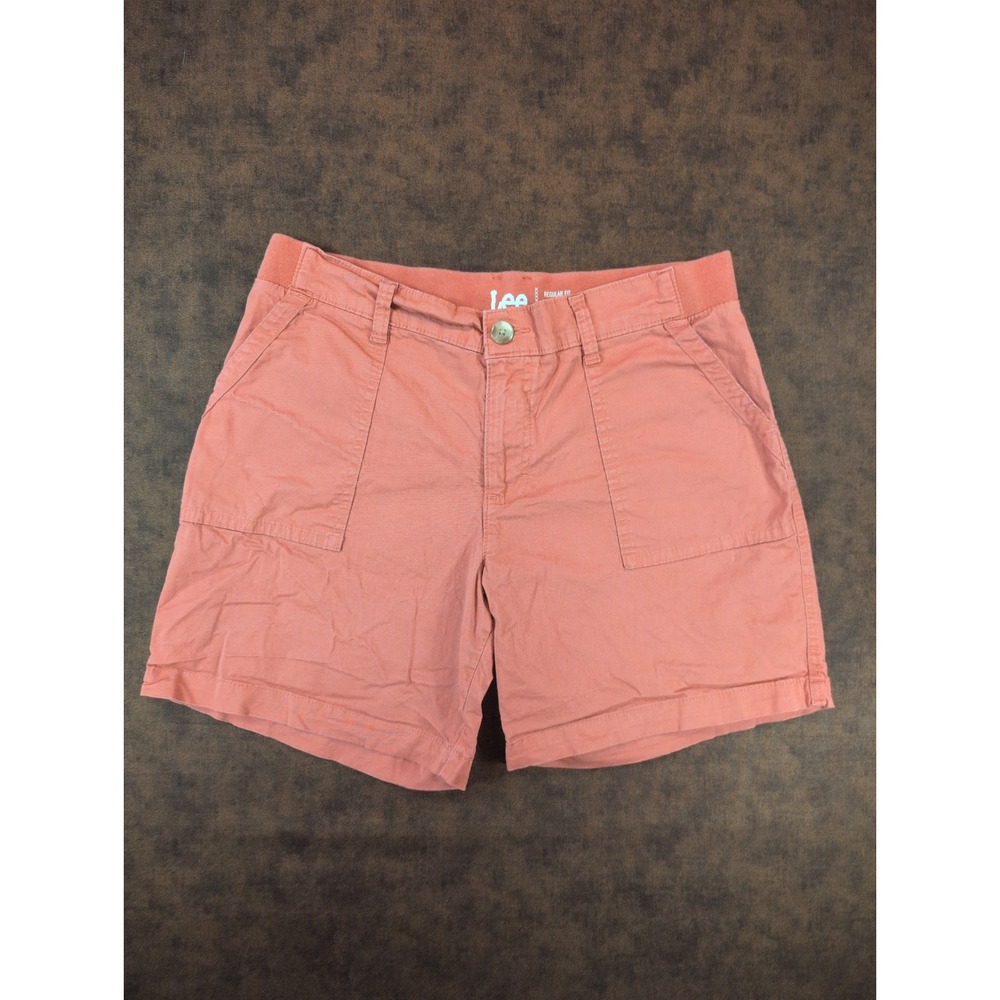 Lee Regular Fit Bermuda Mid Rise Stretch Shorts Rust Brick Red Salmon‎ Size 10M